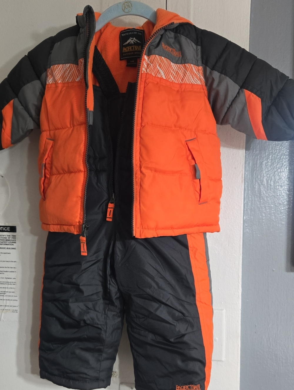 Pacific Trail Orange and Gray Toddler Puffer Vest, 18M